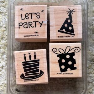 Stampin' Up! Party Icon Wood Stamp Set - Natural Wood- Let’s Party set